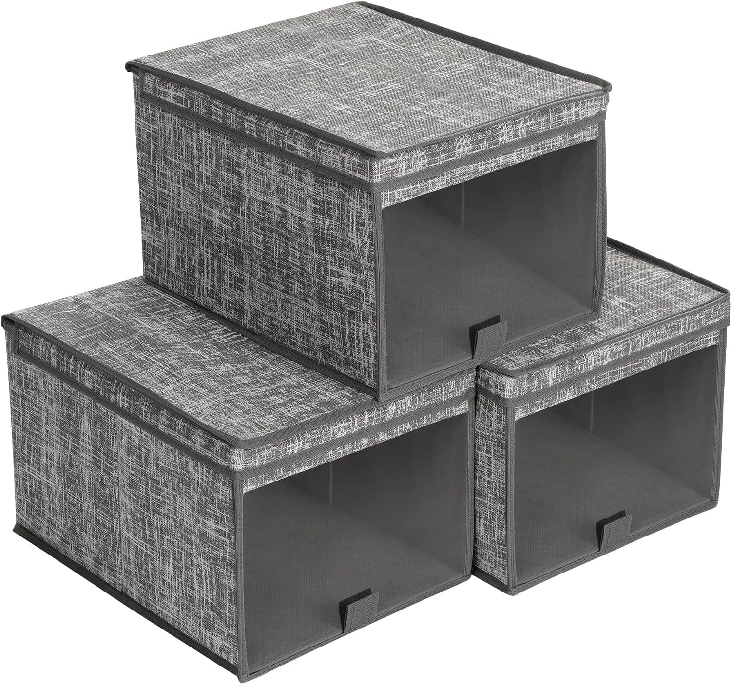 Gray Clear Front 3pc Fabric Box Set