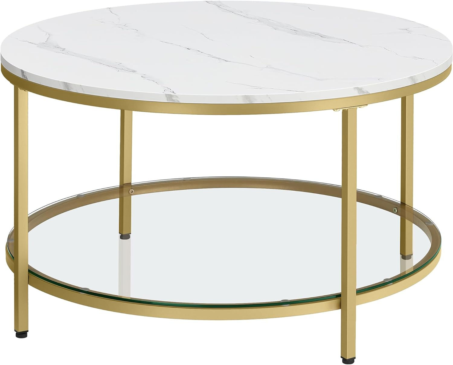 Marble White Coffee Table with Gold Base