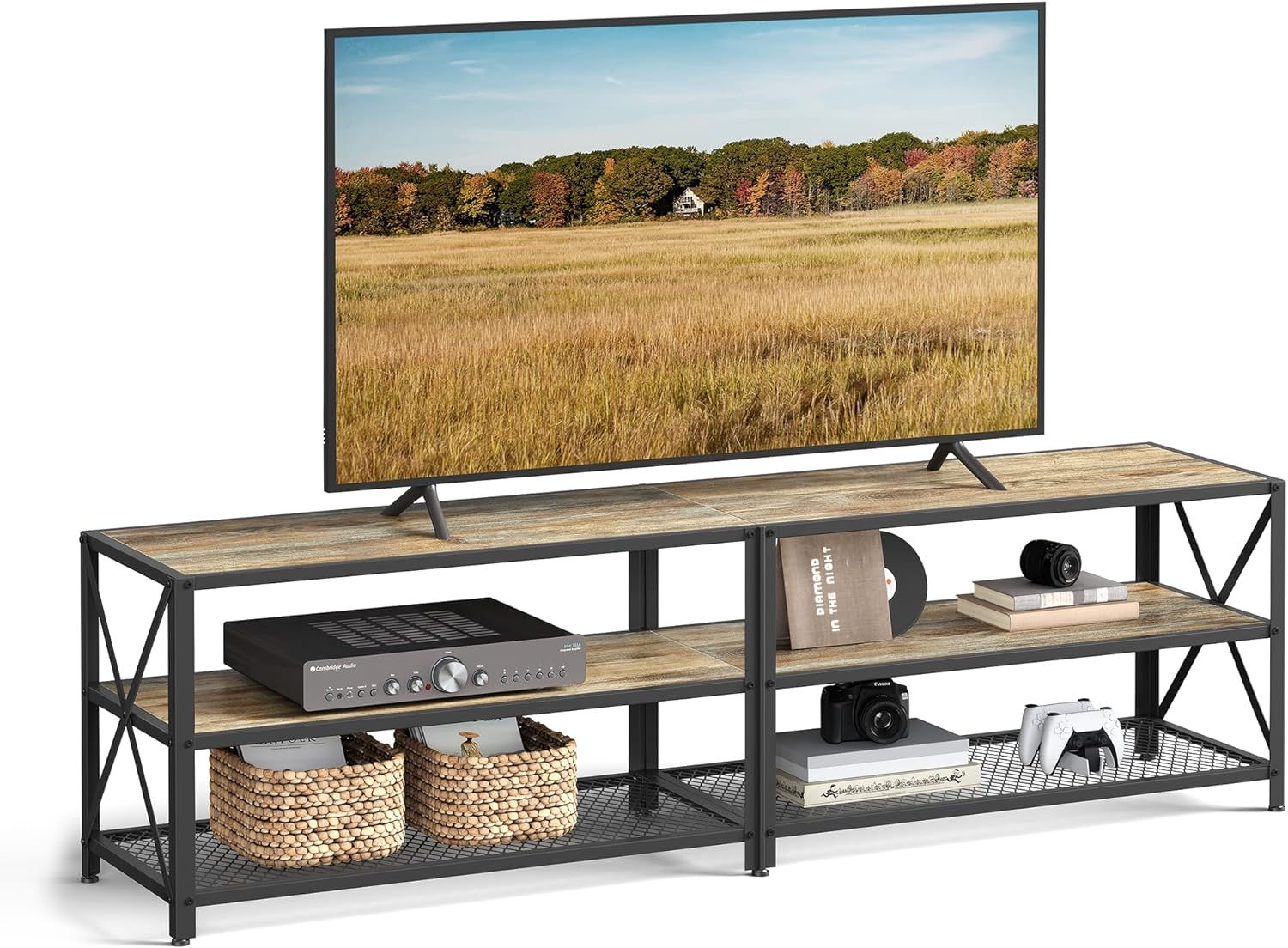 Pale Brown X Bar TV Stand