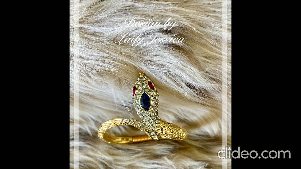 Thumbnail: An 18K gold-plated bangle featuring two large pearls and crystals surrounding