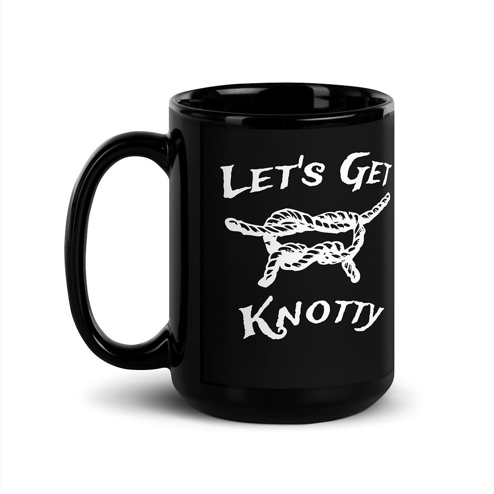 Thumbnail: "Lets Get Knotty" - Black Glossy Coffee Mug - 15oz Front