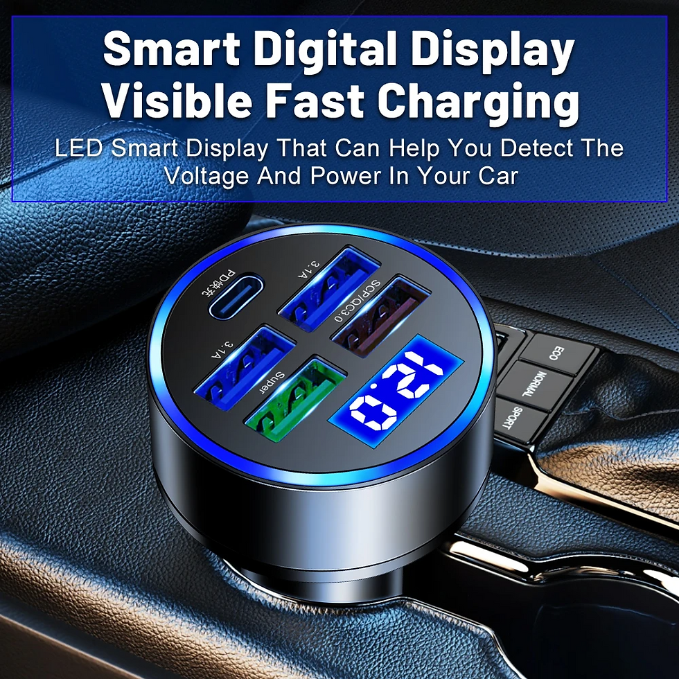 Thumbnail: 5 USB Port Super Fast Car Charger Adapter For iPhone Samsung Android Cell Phone