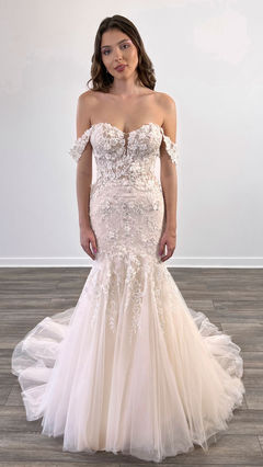 claire wedding dress designer Long sleeve Lace Wedding Dress and Floral Corset top Claire Pettibone