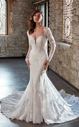 Eddy k long sleeve wedding dress best sale