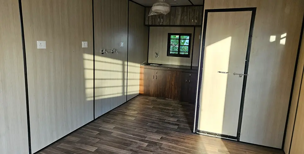 Close-up view of a modern container home exterior in Lonavala
