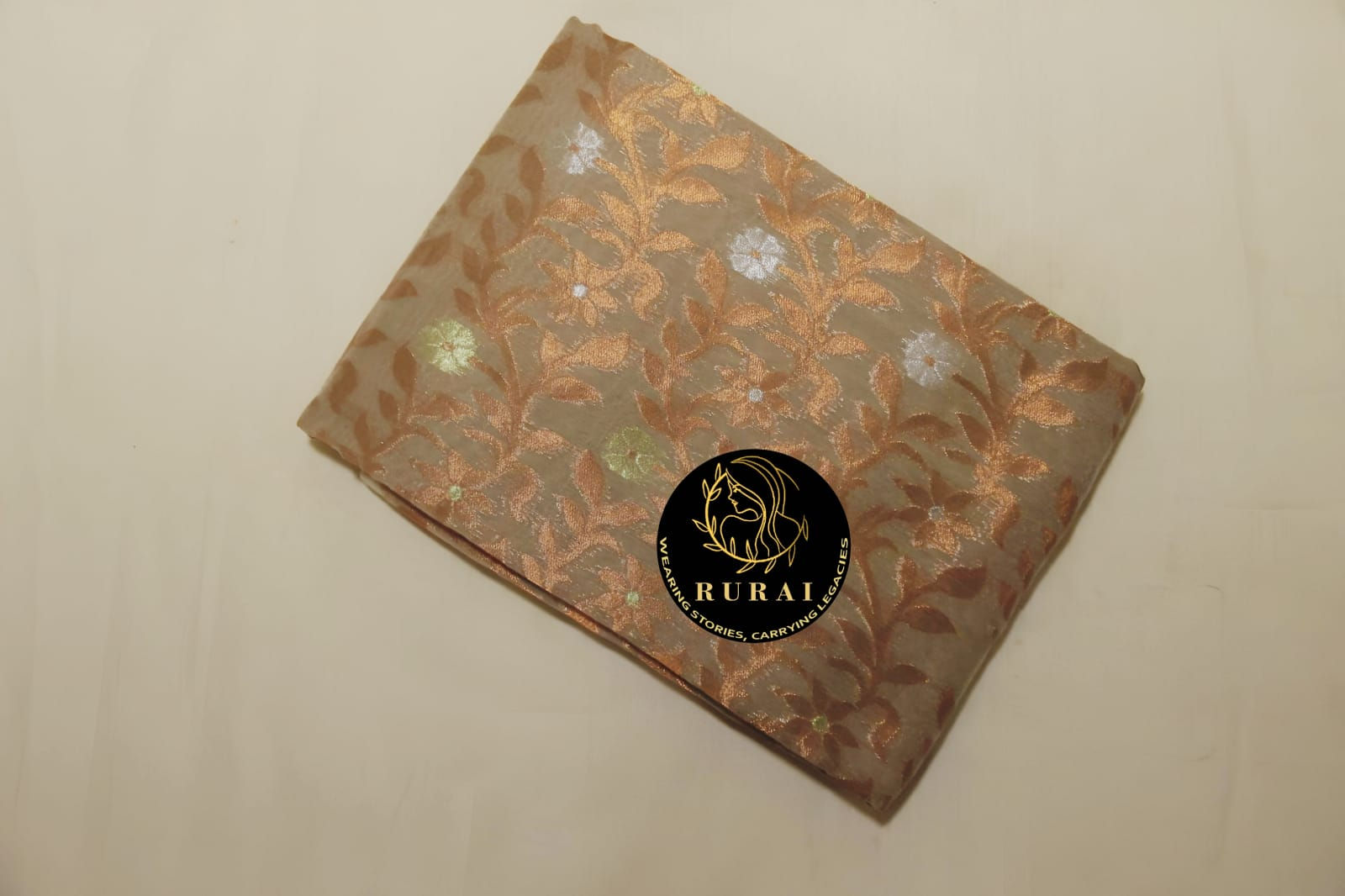 Soft Jamdani Zari flower design all over work - Copper