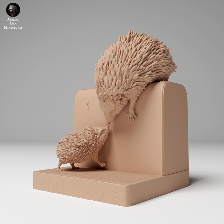 Miniaturbild: Igel mit Jungtier - kletternd (Version 1)