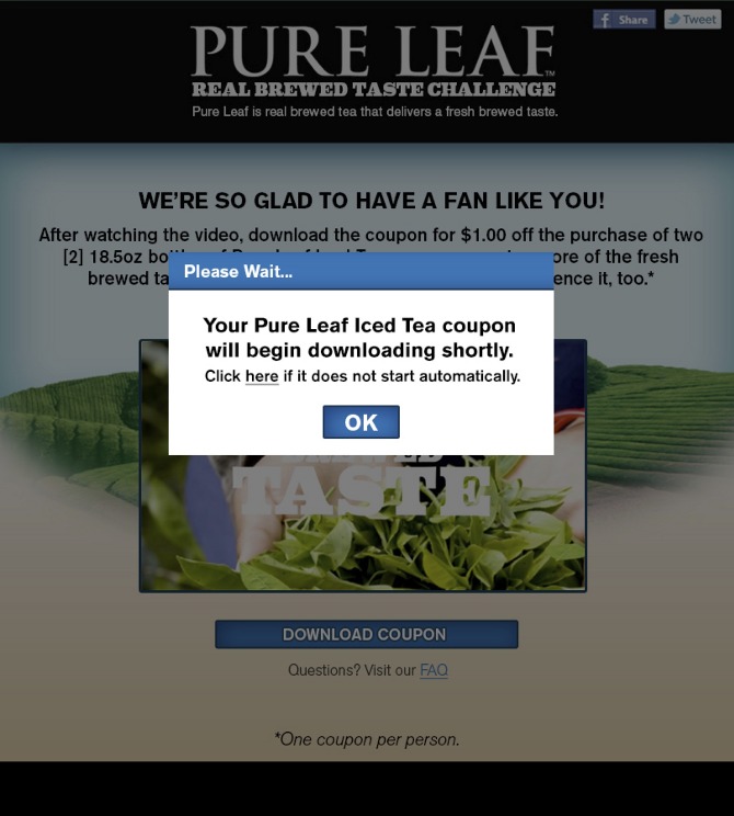 Pure Leaf: Simple, clear copy for social sweepstakes. No tricks, just entries. (3 of 6)