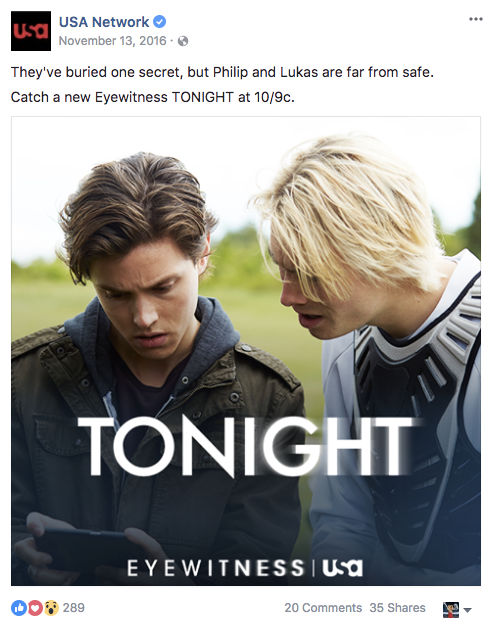 USA Network: Social calendars for Falling Water and Eyewitness, written and built entirely from show photography. (5 of 6)