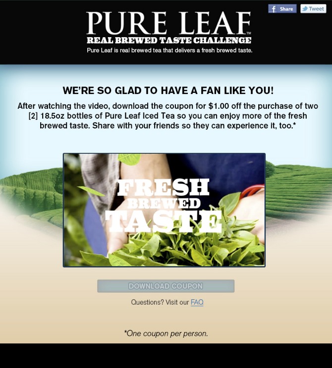 Pure Leaf: Simple, clear copy for social sweepstakes. No tricks, just entries. (4 of 6)