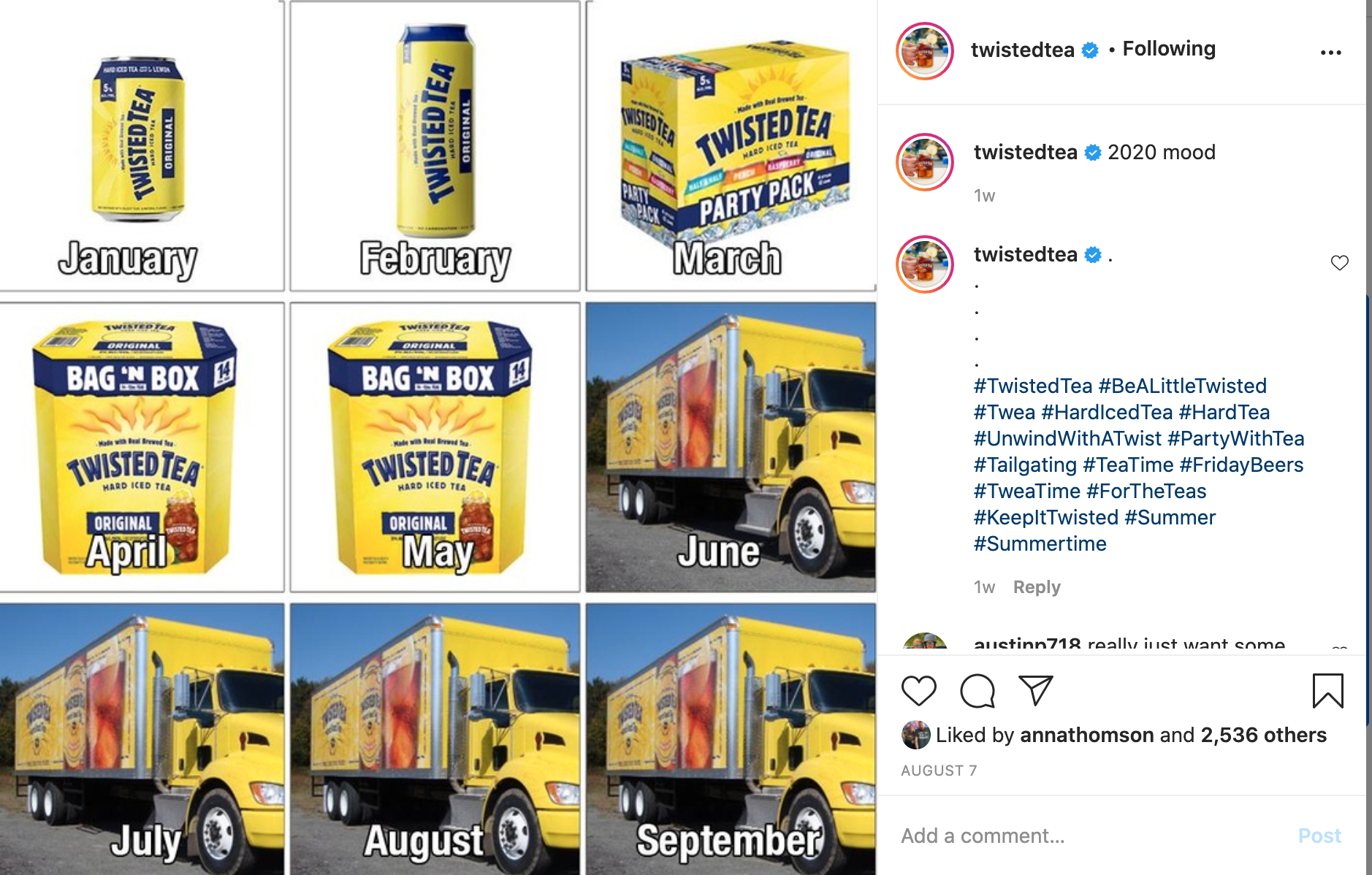 Twisted Tea: Funny real-time and evergreen content, written to match a voice that was already having fun. (5 of 8)