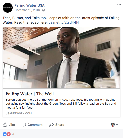 USA Network: Social calendars for Falling Water and Eyewitness, written and built entirely from show photography. (1 of 6)