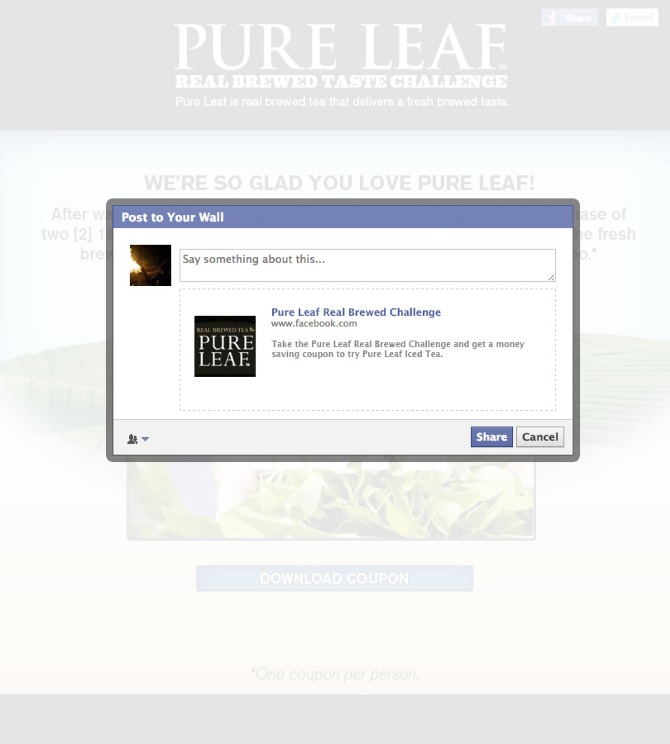 Pure Leaf: Simple, clear copy for social sweepstakes. No tricks, just entries. (2 of 6)