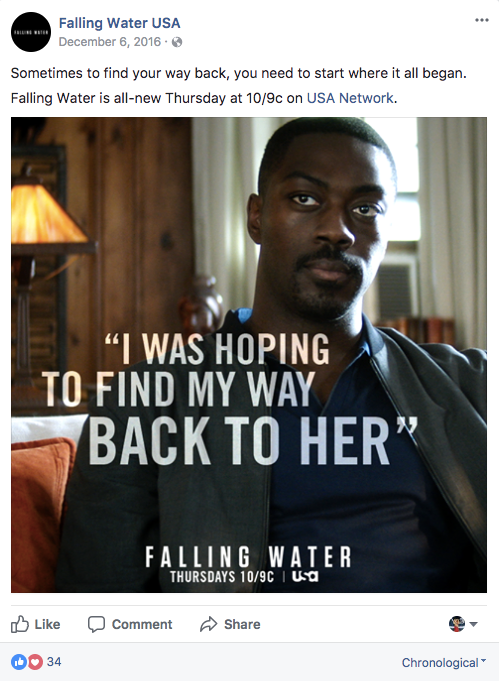 USA Network: Social calendars for Falling Water and Eyewitness, written and built entirely from show photography. (3 of 6)