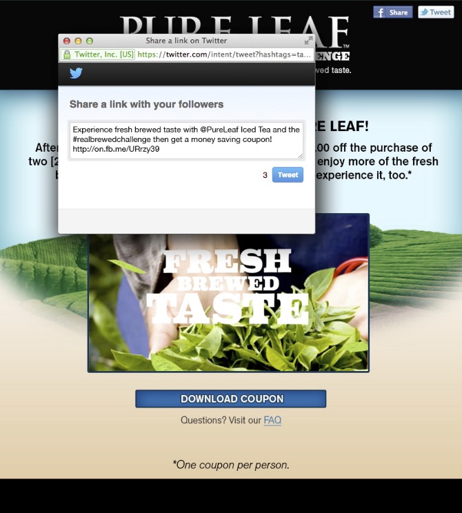 Pure Leaf: Simple, clear copy for social sweepstakes. No tricks, just entries. (6 of 6)