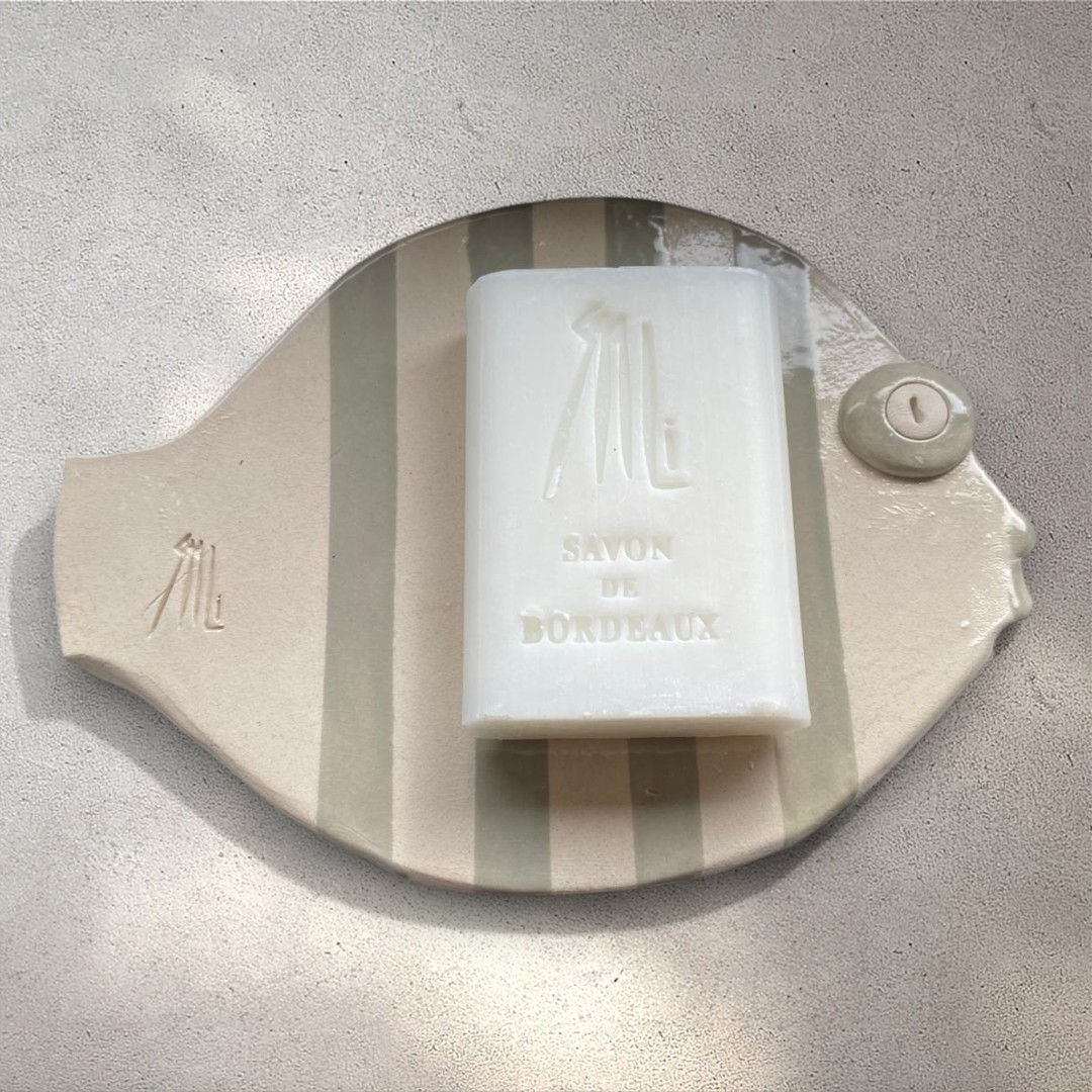 Porte savon-Poisson « Lulu »Rayé Kaki