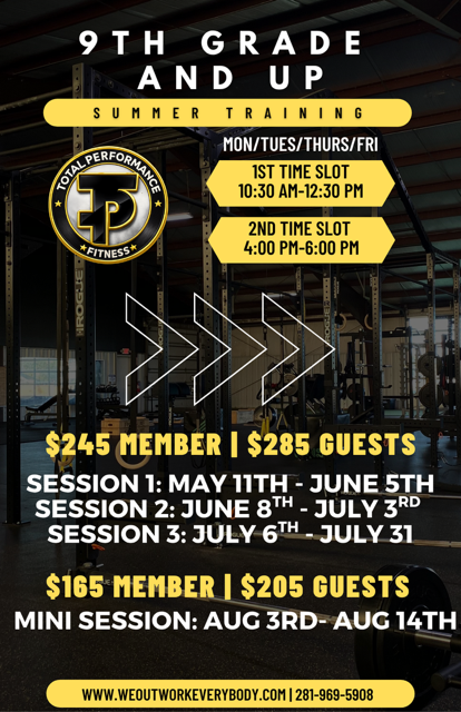 9th Grade and Up Speed/Conditioning/Strength Training Camp