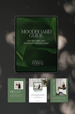 Digitaler Moodboard Guide als Smartphone-Mockup in grünem Design
