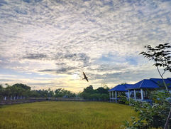 Sunrise over boutique private villa hotel in Kampot, Cambodia