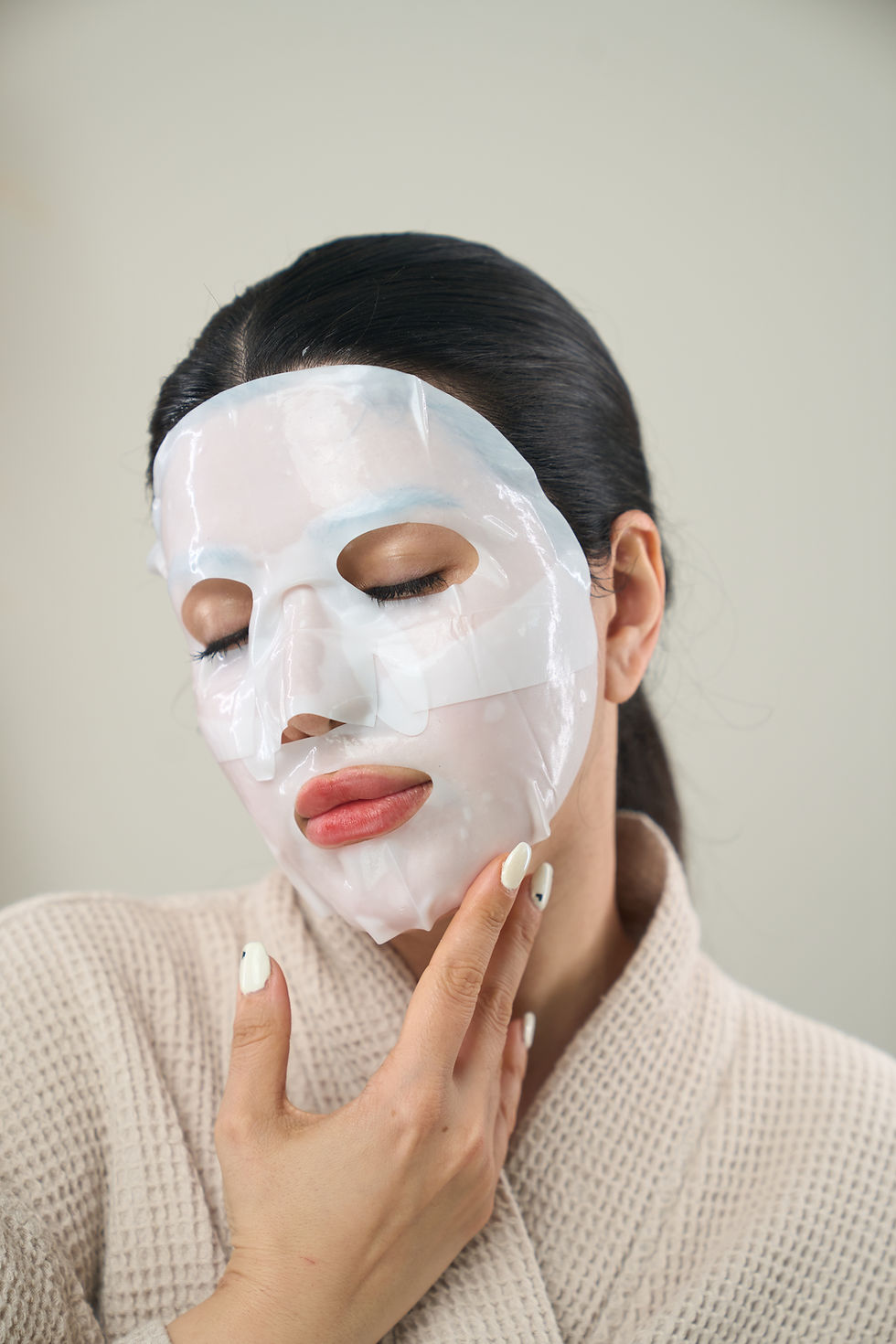 Close-up view of collagen face mask ingredients in a bowl