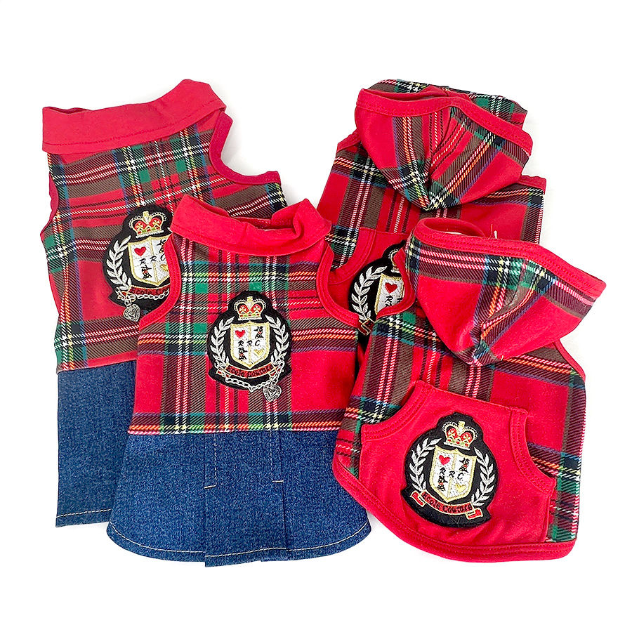 Red Plaid School Crest Dress & Hoodie