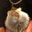 Thumbnail: "Dark Grey Scallop Necklace 2", Sea Shell with Wire Art, Braided String Cord