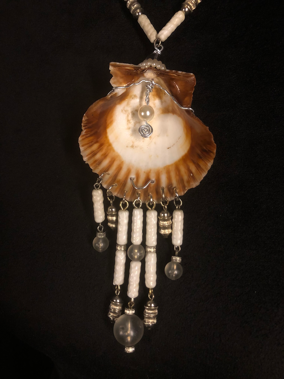 Thumbnail: "Tears of Joy", Sea Shell Necklace with Wire Art