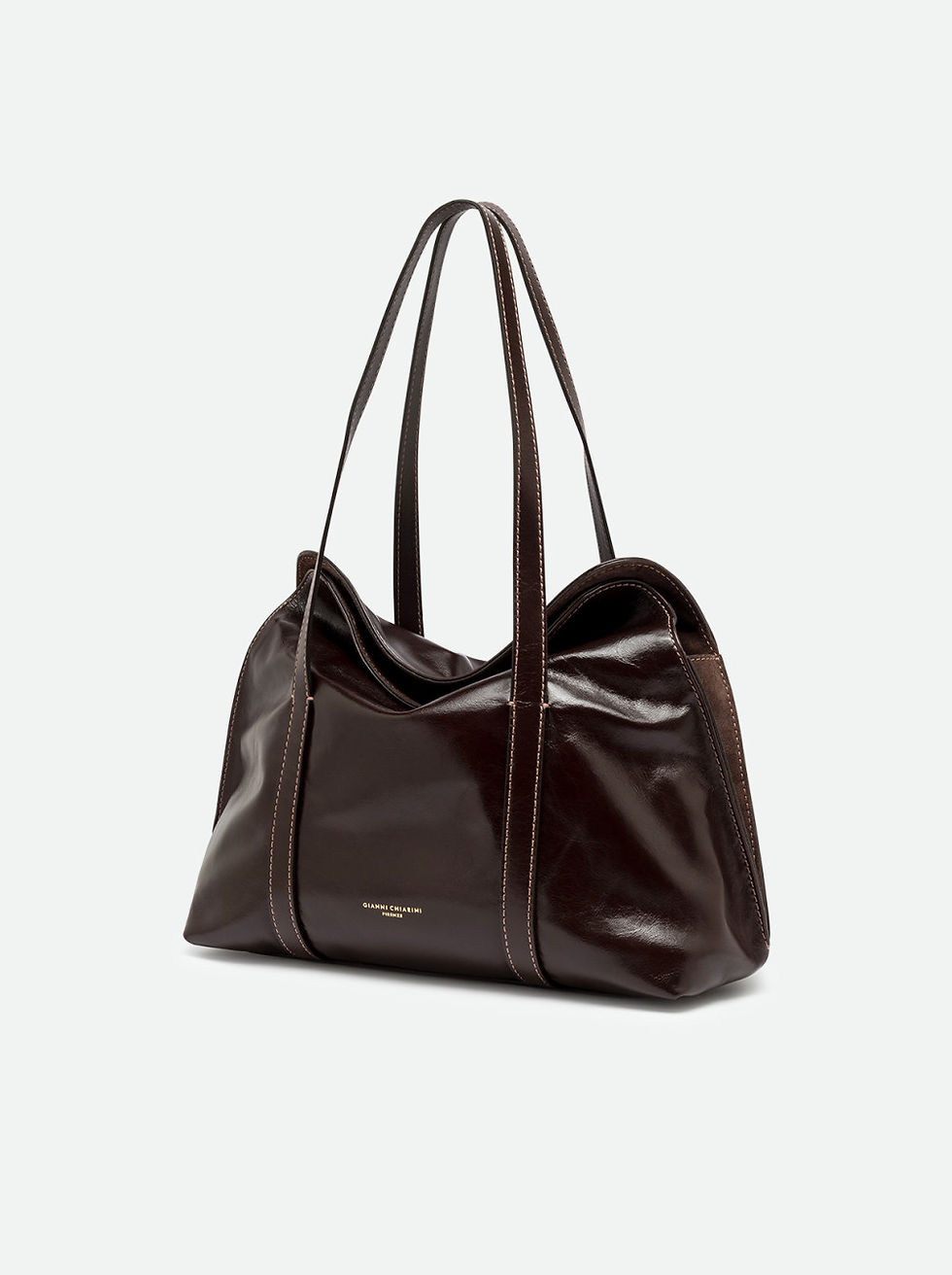 Miniatura: Shopper in pelle lucida espresso  - Marghe