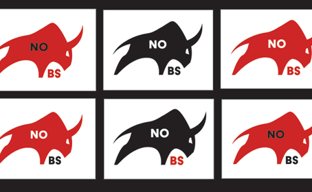 Image of Red and Black NO-BS logos on white background