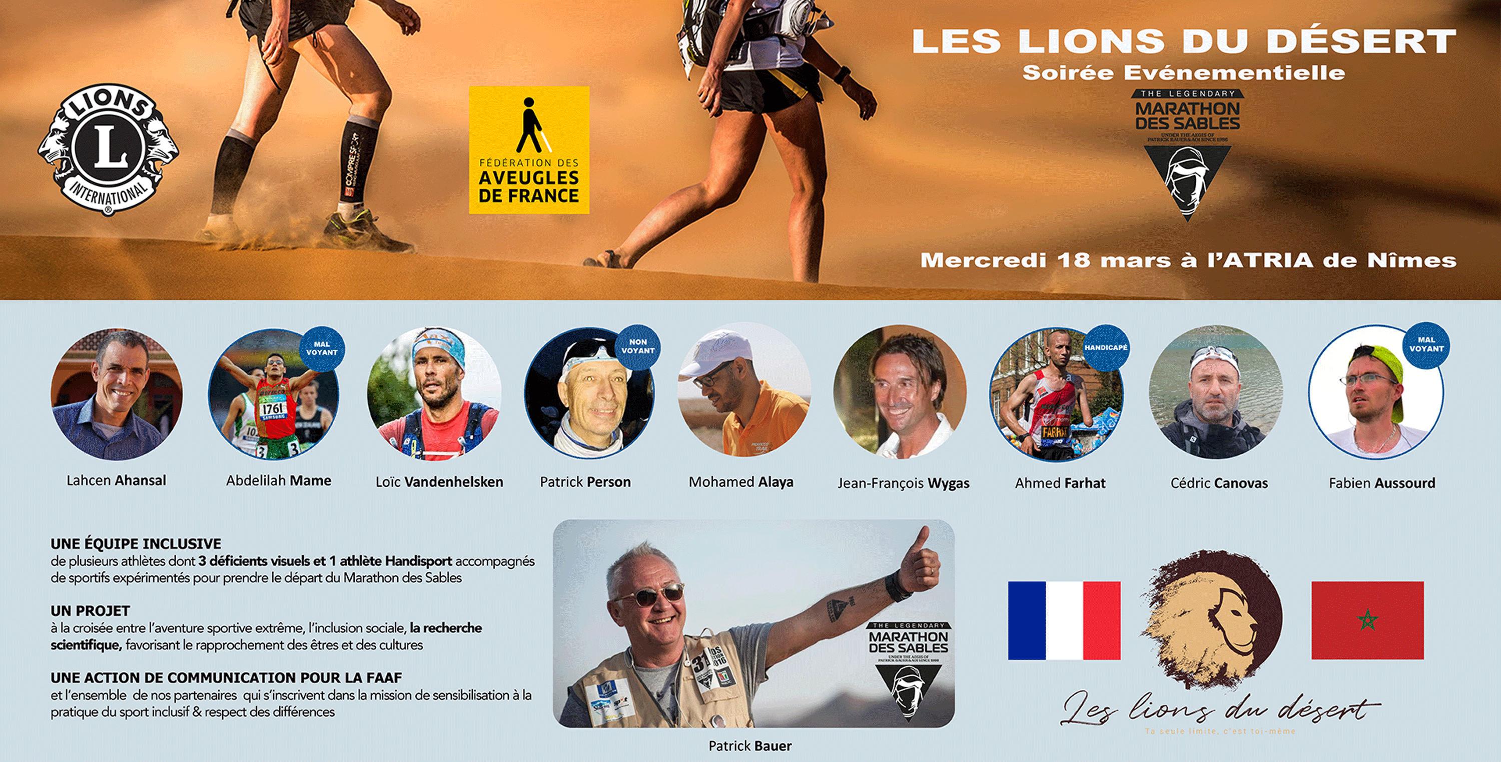 Mercredi 18 Mars 2020 Soirée Evénementielle avec les "Lions du désert" à l'hôtel ATRIA de NIMES
