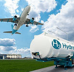 Airplane and hydrogen tank trailer on th