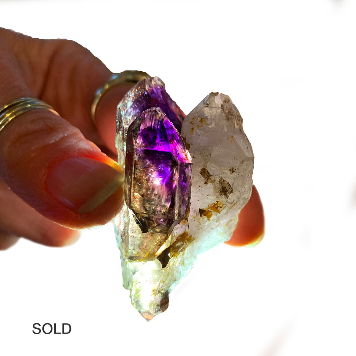 Enchanted Amethyst/Clear Quartz Triple Point Dream Stone Scepter