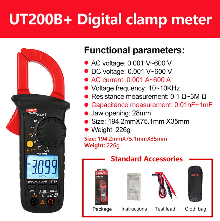 Miniatura: Pinza Voltiamperimetrica UNI-T UT200B+ TRUE RMS