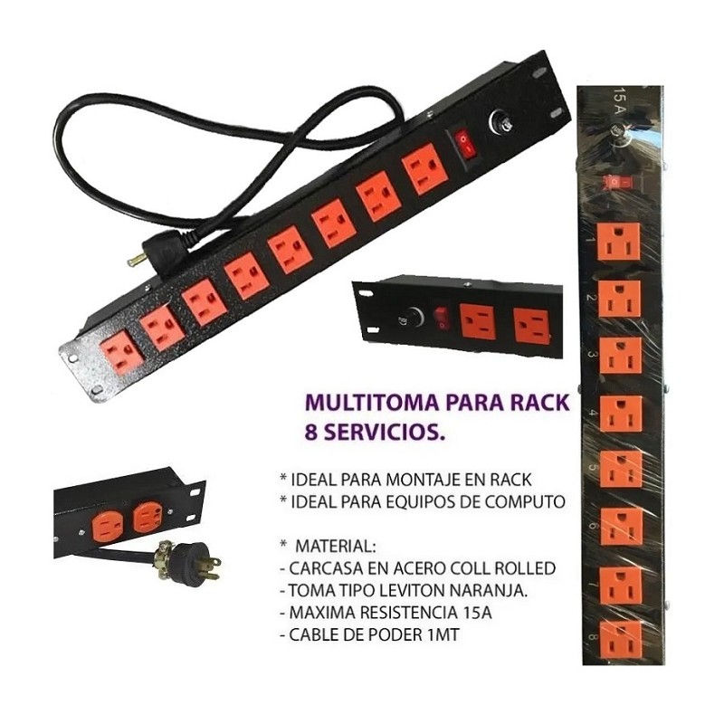 Miniatura: Multitoma Para Rack 8 Salidas Con Fusible