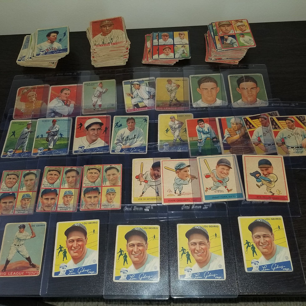Goudey collection with 5 Gehrigs, 3 Ruths, Greenberg, & Dimaggio
