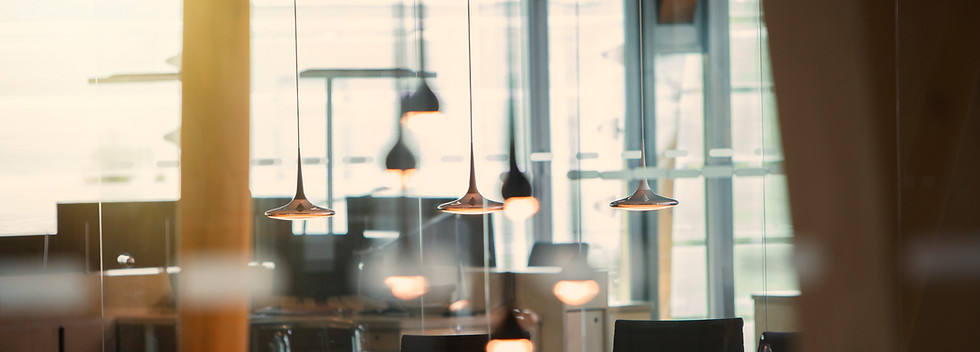 Office with Hanging Lights
