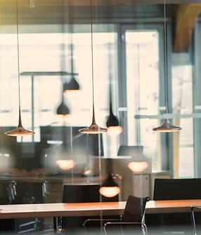 Office with Hanging Lights