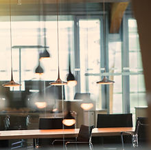 Office with Hanging Lights