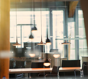 Office with Hanging Lights