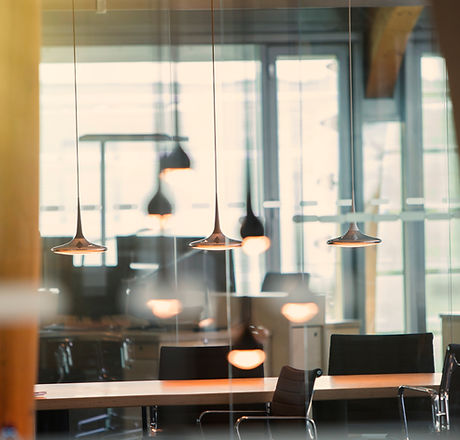 Office with Hanging Lights