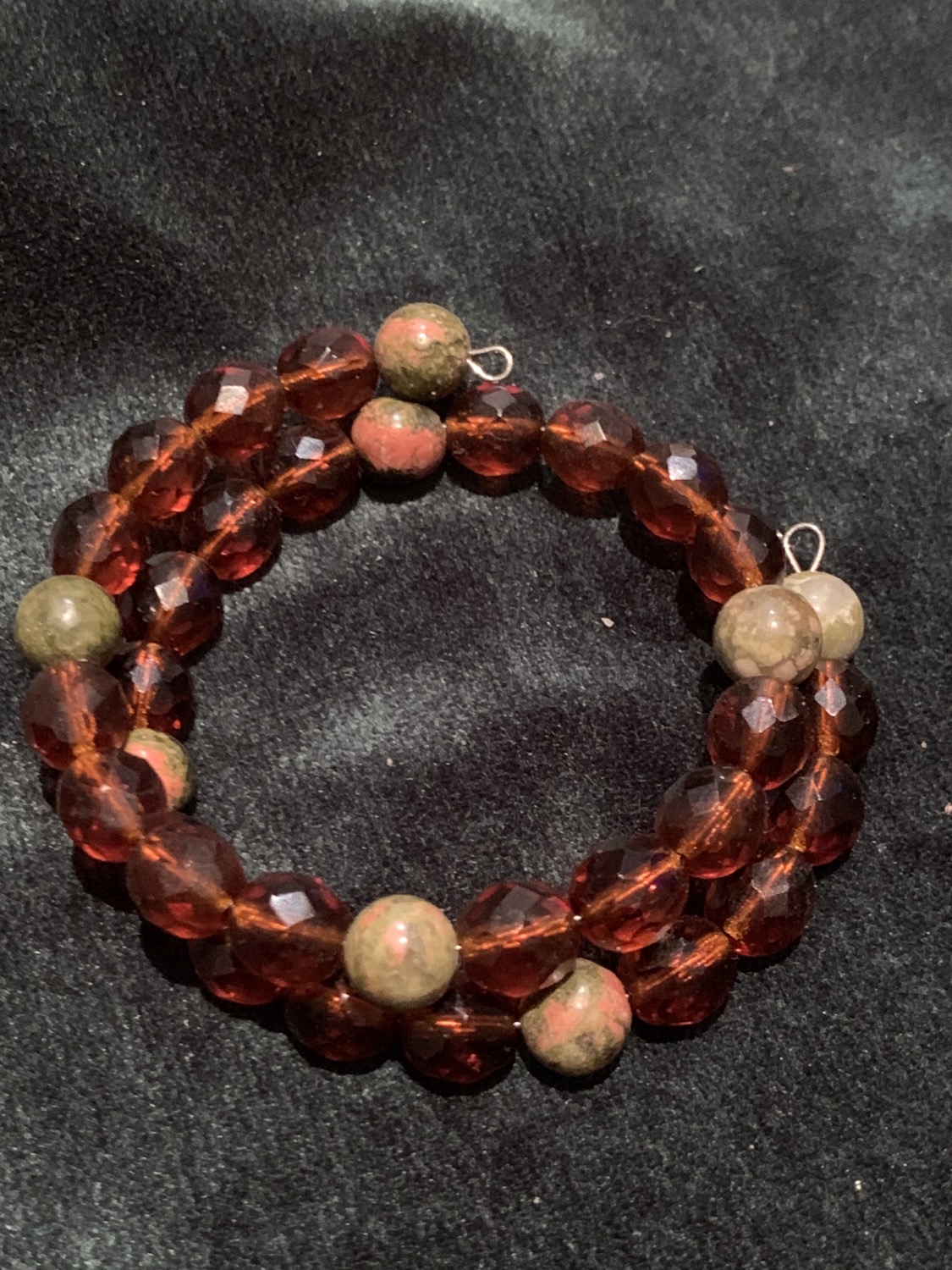 Green and brown wrap bracelet 