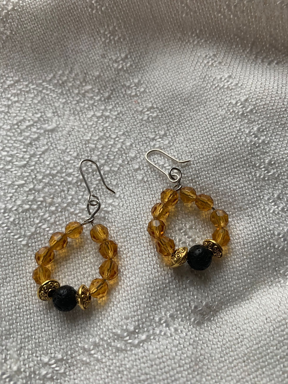 Amber coloured lava bead loop