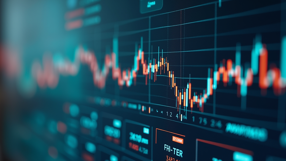 Plano detalle de pantalla con gráficos financieros y datos empresariales
