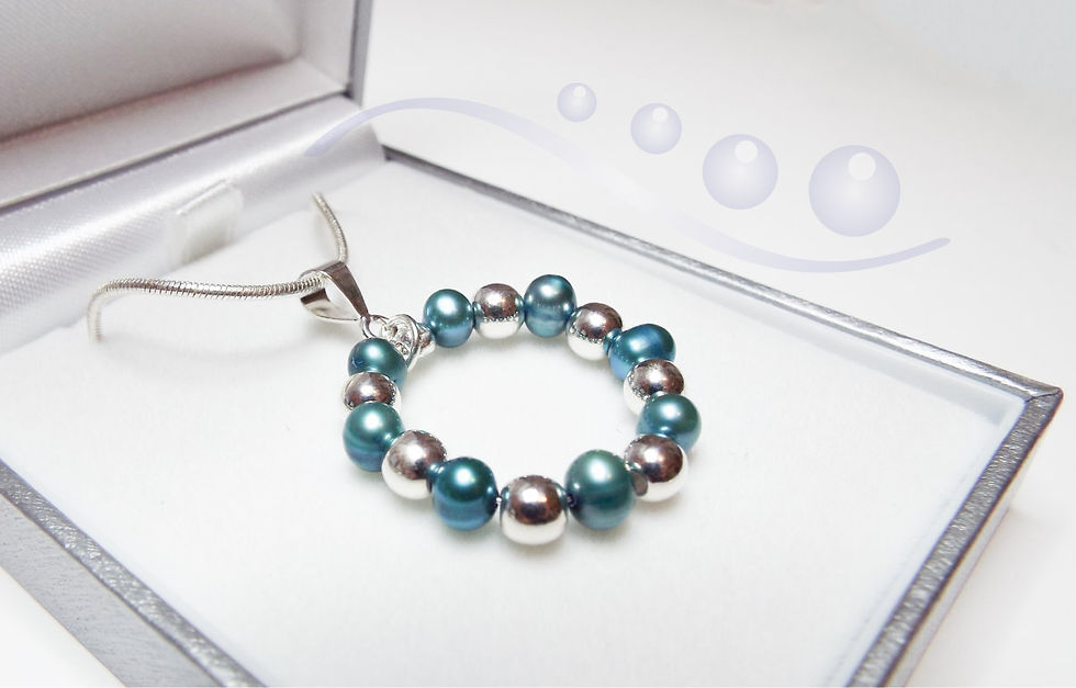 Thumbnail: Teal pearl ring pendant