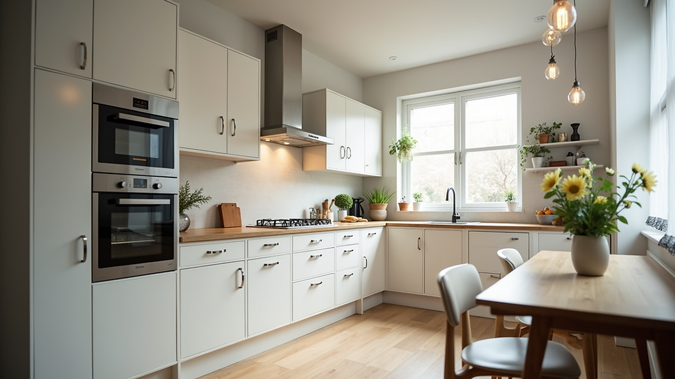 Eye-level view of a beautifully remodeled kitchen with modern appliances