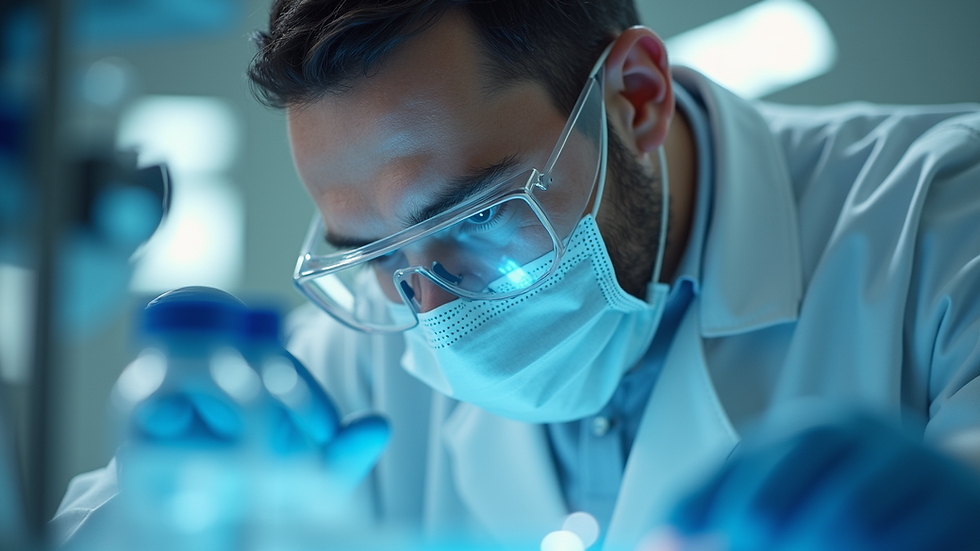 Close-up view of a laboratory technician analyzing DNA samples