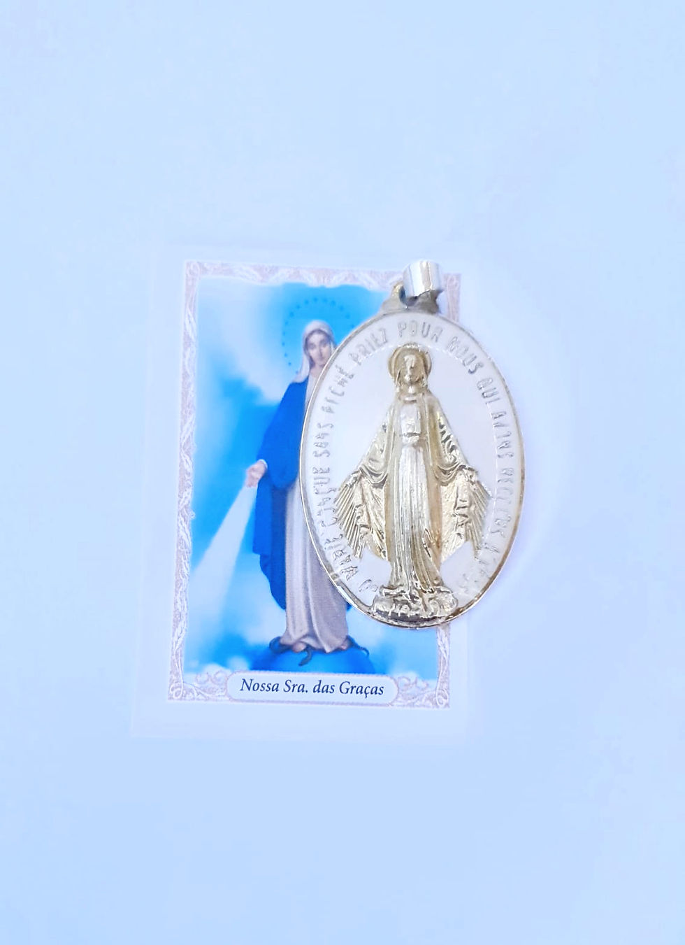 Medalha/Pingente Nossa Senhora das Graças Resinada Branca