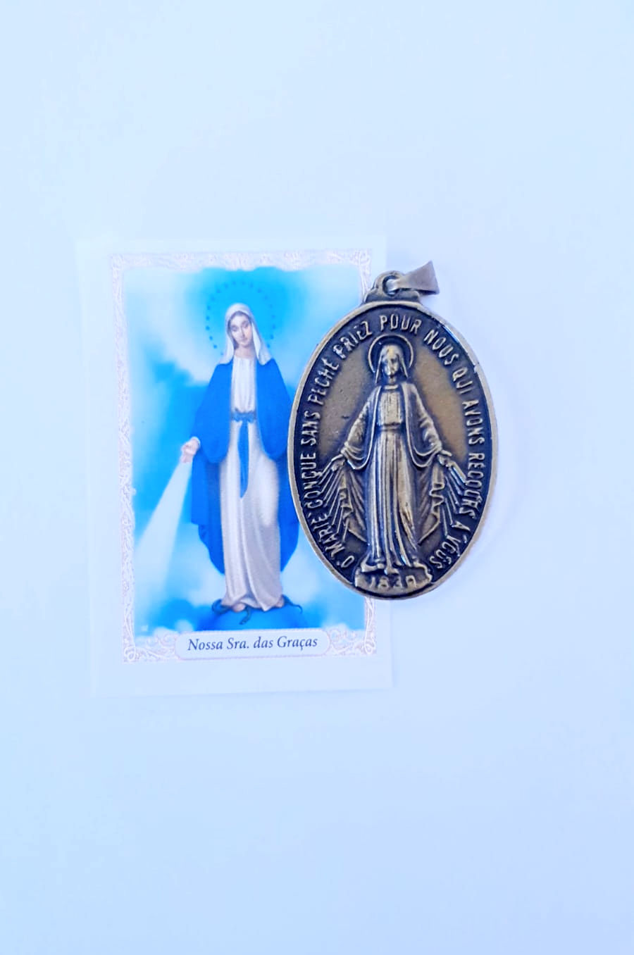 Medalha (Pingente) Nossa Senhora das Graças 40x30mm Ouro Velho
