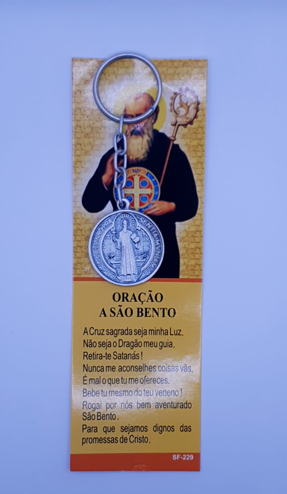 Miniatura: Chaveiro Prata 30mm Medalha de São Bento
