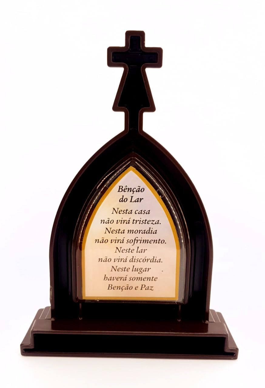 Miniatura: Capelinha Acrílica Marrom 18cm Padre Pio